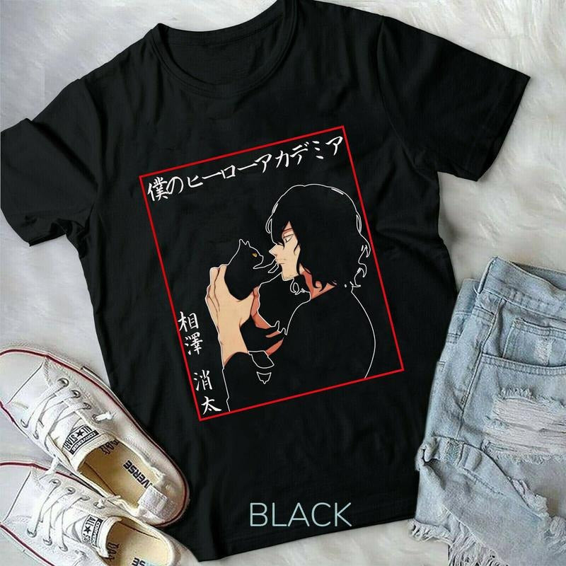 Shouta Aizawa,Aizawa with Cute Cat,Manga,BNHA, Boku no Hero new Unisex T-Shirt S-4XL Hoodie, Sweatshirt | RetroVerseTees.com