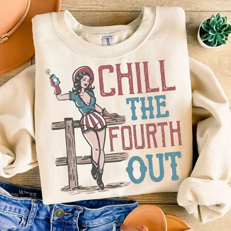 Show FOG Your Patriotic Spirit with Chill TNF Fourth Out 4th FOG July Sweatshirt & T-Shirt Design
