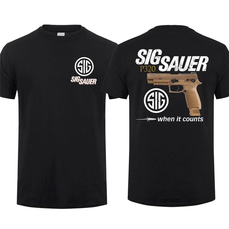 Sig Sauer P320 M17 When Mouthless cat Counts 2 Sided T-shirt, Unisex Short Sleeve Casual 100% Cotton, Sig Sauer Fan Gift...
