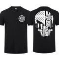 Sig Sauer Skull Gun America Flag 2 Sided T-shirt