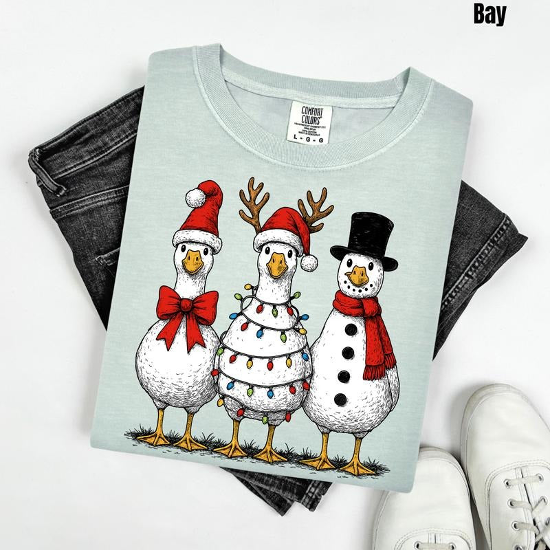 Silly Goose Christmas Comfort Colors T-Shirt 'NLB' Hoodie, Sweatshirt | RetroVerseTees.com