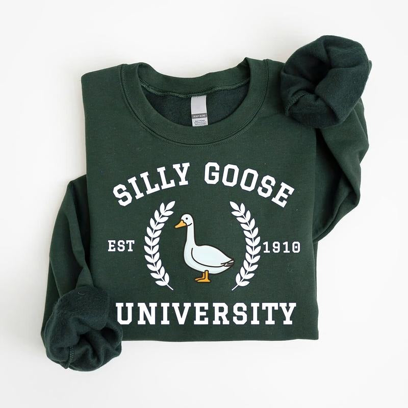 Silly Goose University Crewneck Embroidery Sweatshirt, Unisex Silly Goose University Shirt, Funny Men's Sweatshirt style...