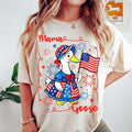 Silly Mama 4th of July Goose Shirt, Silly Goose America Coquette Bows Tee, Fourth Of July Patriotic Goose Mom Gift,...