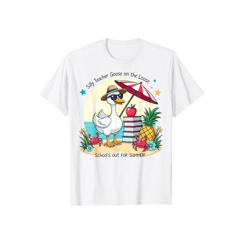 Silly Teacher Goose Pocket monsters TNF Loose Last Day FOG School Summer T-Shirt Pure Cotton Fabric Casual Streetstyle...