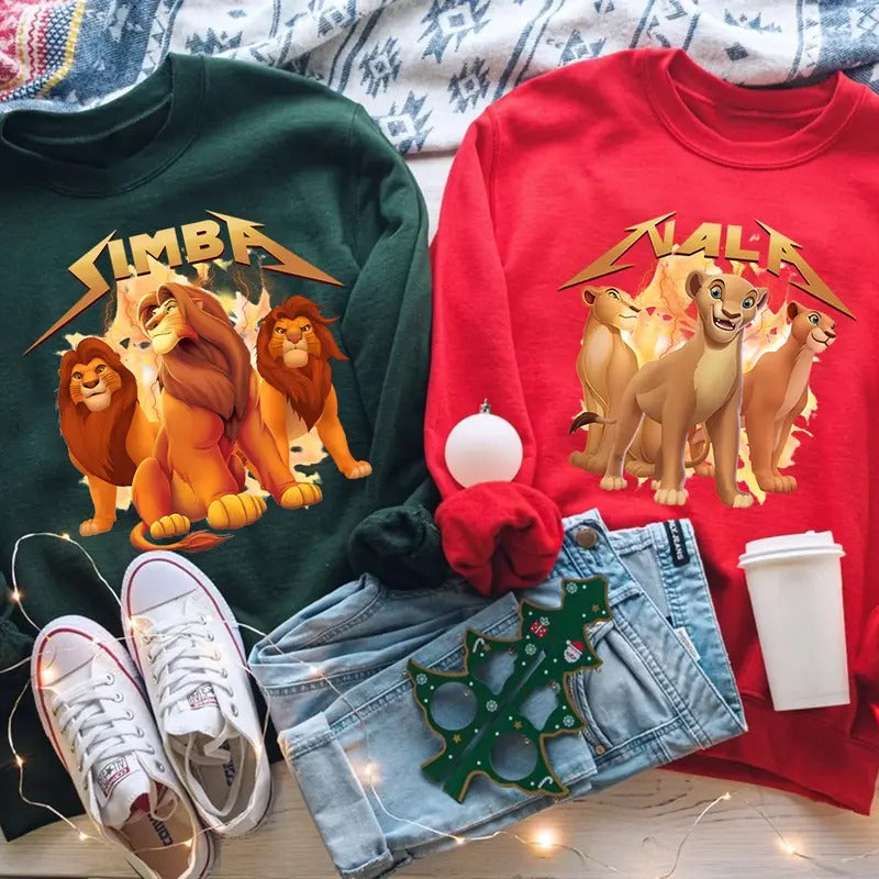 Simba and Nala Couple Couple Sweatshirt, Cute Cartoon T-Shirt, Valentine Movie Hoodie Shirt, Lion king | RetroVerseTees.com