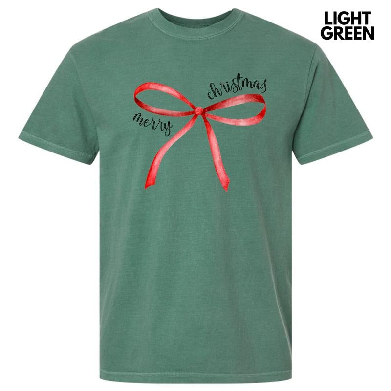 Simple Christmas Bow Comfort Colors T-Shirt 'NLB' Hoodie, Sweatshirt | RetroVerseTees.com