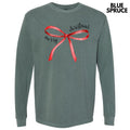 Simple Christmas Bow Long Sleeve Comfort Colors T-Shirt 'NLB' Hoodie, Sweatshirt | RetroVerseTees.com