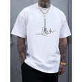 Simple Guitar Graphic Print Men's T-Shirt, Crew Neck Short Sleeve Tees For Summer, Casual Comfortable Lightweight Top For...