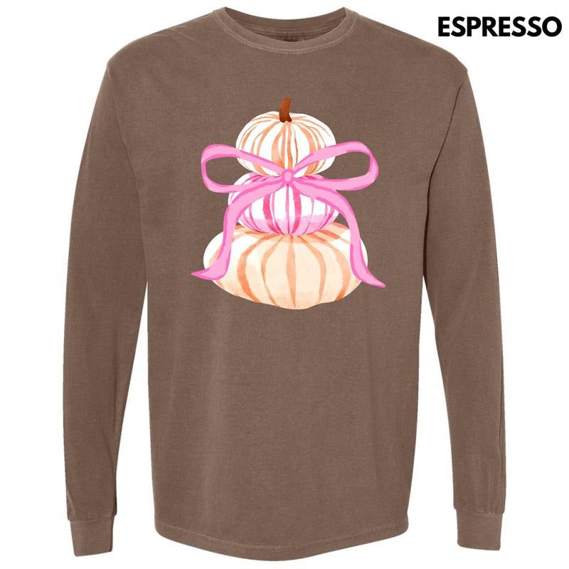 Simple Pumpkin Trio Long Sleeve Comfort Colors T-Shirt 'NLB' Hoodie, Sweatshirt | RetroVerseTees.com
