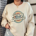 Simply Blessed Crewneck Sweatshirt Retro, Unisex Long Sleeve Crewneck Shirt Hoodie | RetroVerseTees.com