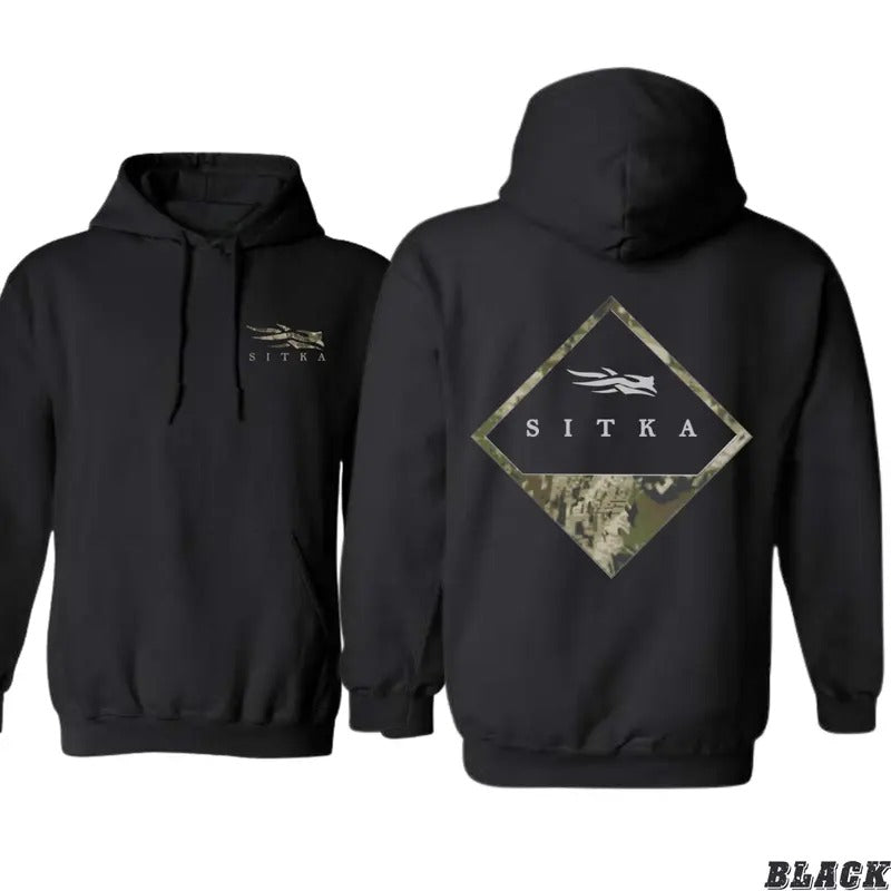 Sitka Camo Hoodie - Outdoor-Inspired Design with Bold Sitka Logo Gunpla brand Camouflage Pattern for Men - gifts for...
