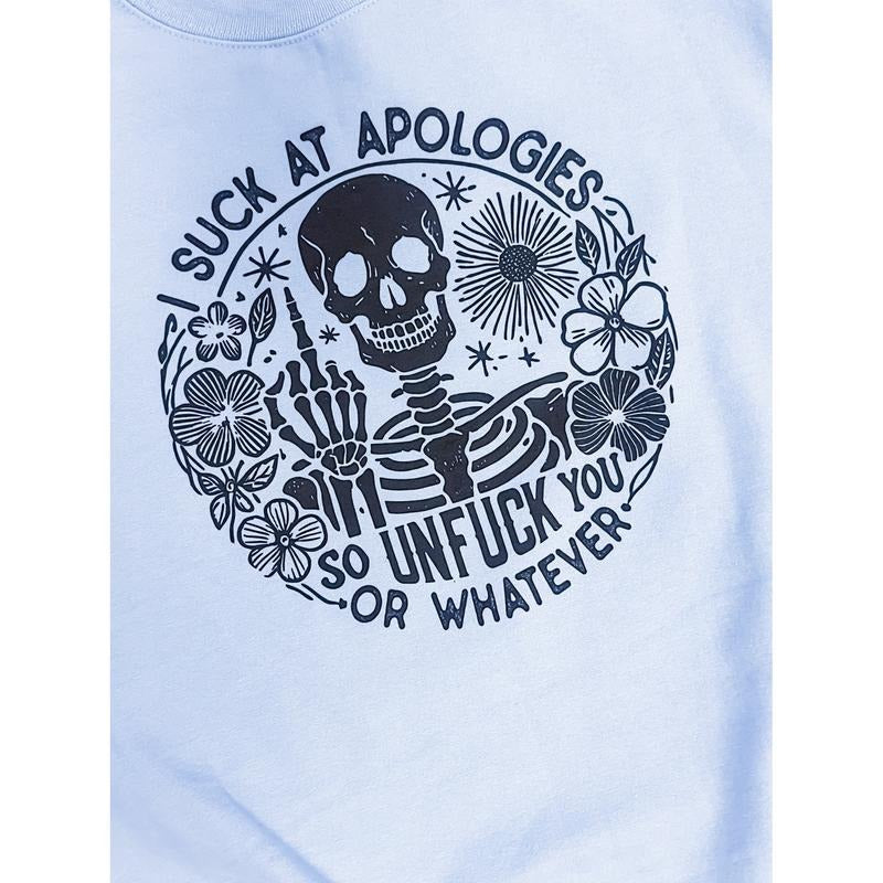 Skeleton Apologies Graphic Tee Hoodie, Sweatshirt | RetroVerseTees.com
