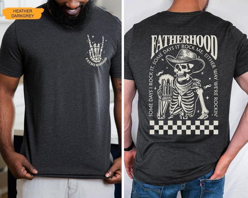 Skeleton Cool Dad Club 2 Sides Shirt, Fatherhood Beer Shirt, Western Cowboy Dad Shirt, Father's Day Shirt, Funny First...