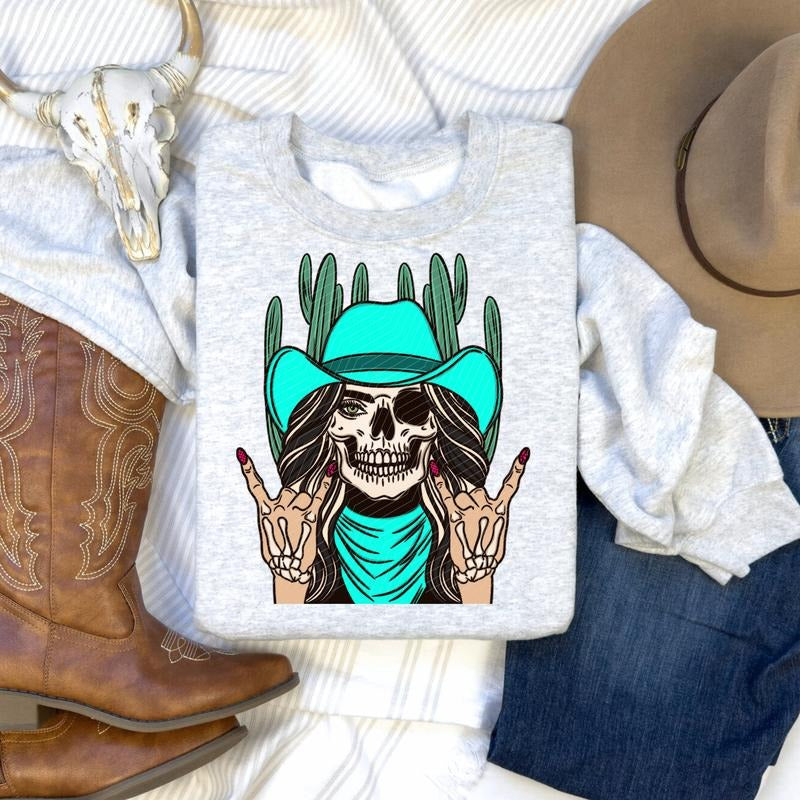 Skeleton Cowgirl DTF Transfers - THIS IS NOT A SHIRT Hoodie, Sweatshirt | RetroVerseTees.com