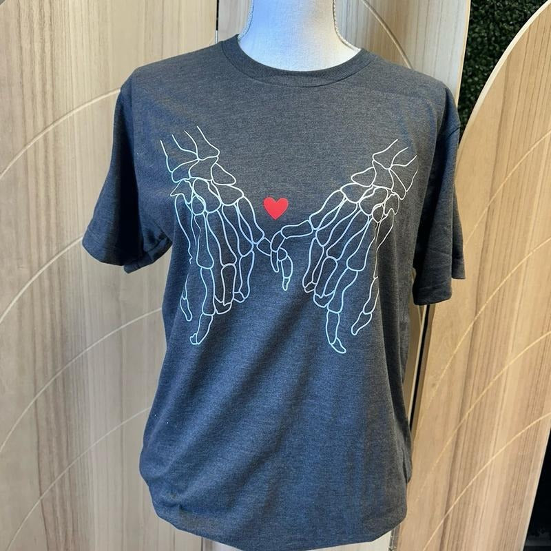 Skeleton Hands with Heart Valentine Day Tee - LIMITED QUANTITIES Hoodie, Sweatshirt | RetroVerseTees.com