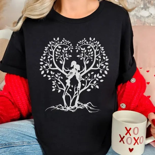 Skeleton Love Tree Valentines Day Casual Comfortable T-shirt Hoodie, Sweatshirt | RetroVerseTees.com