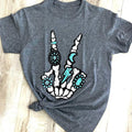 Skeleton Rings Peace Sign Graphic Tee Hoodie, Sweatshirt | RetroVerseTees.com