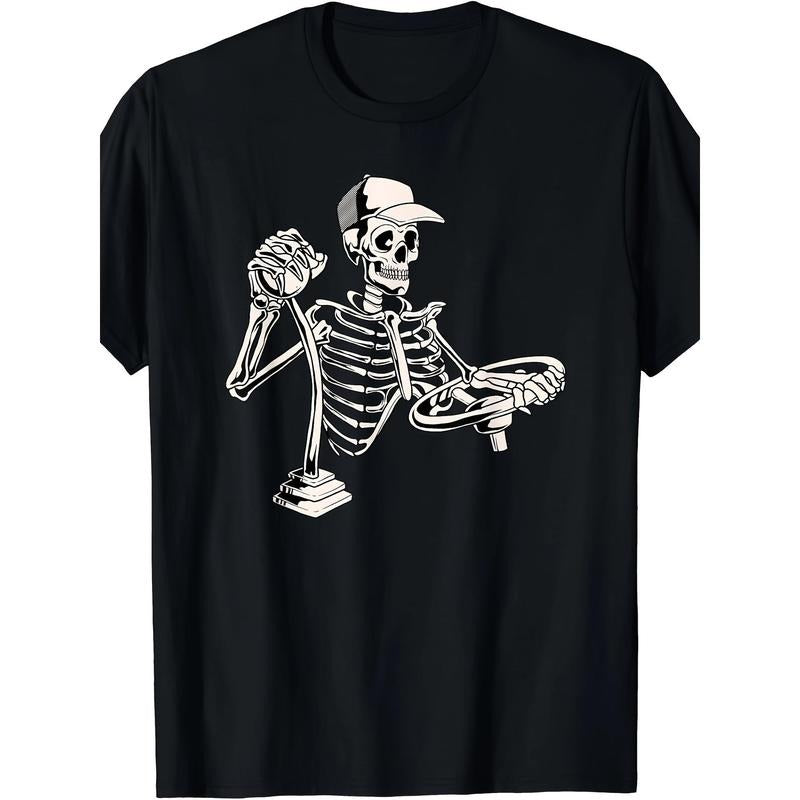 Skeleton Truck Driver - Funny Big Trucking Trucker T-Shirt - Cotton T-shirt Made in USA Hoodie, Sweatshirt