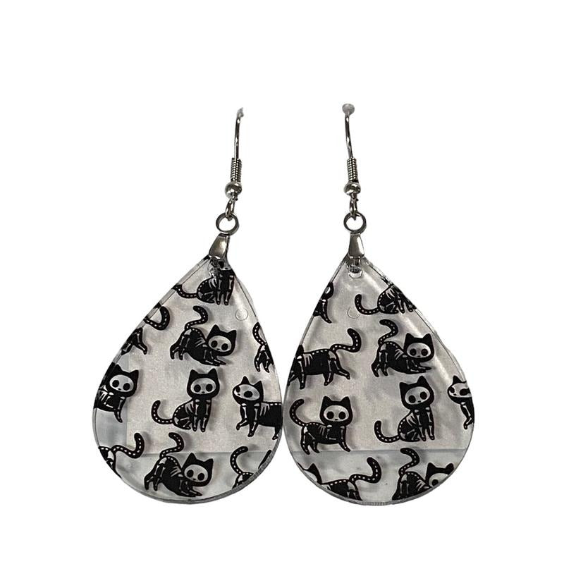 Skelli Cat Teardrop Earring T-Shirts, Hoodie, Sweatshirt | RetroVerseTees.com