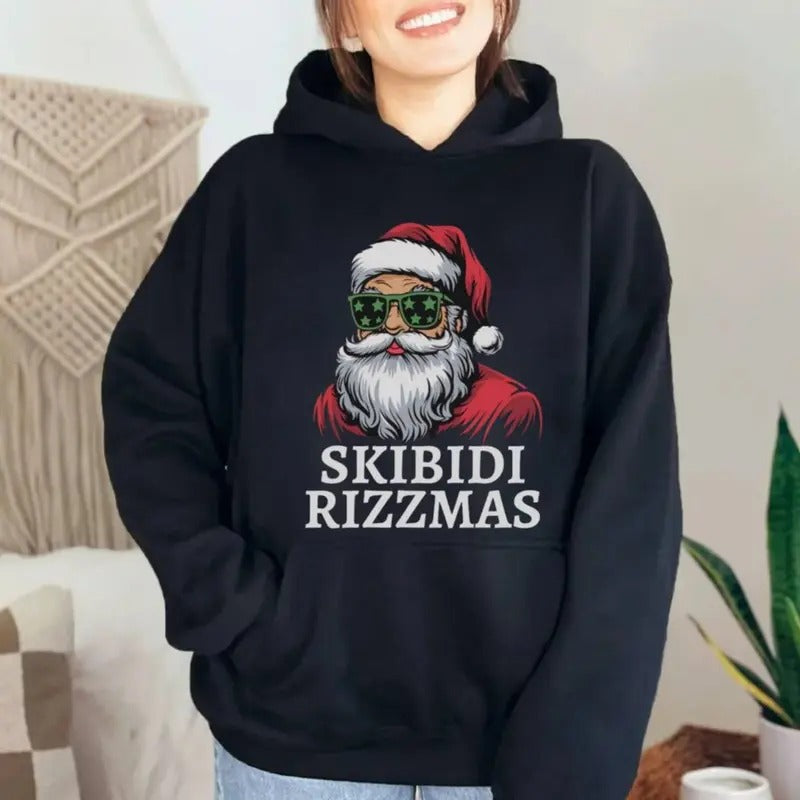 Skibidi Rizzmas Christmas Shirt, Holiday Tee, Funny Xmas Sweatshirt, Rizz Santa Claus Charismas Hoodie, Unisex Sweater...