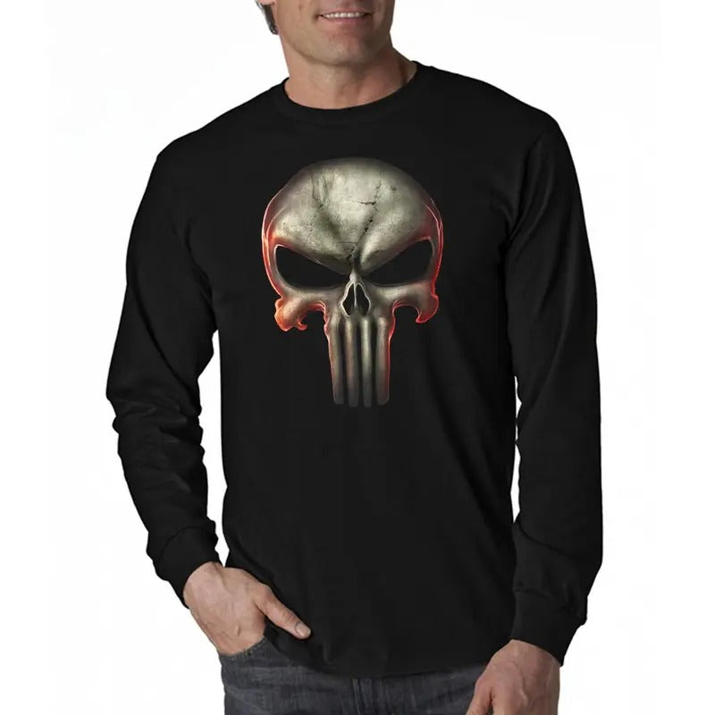 Skull 3D Graphic Long Sleeve T-Shirt Hoodie, Sweatshirt | RetroVerseTees.com