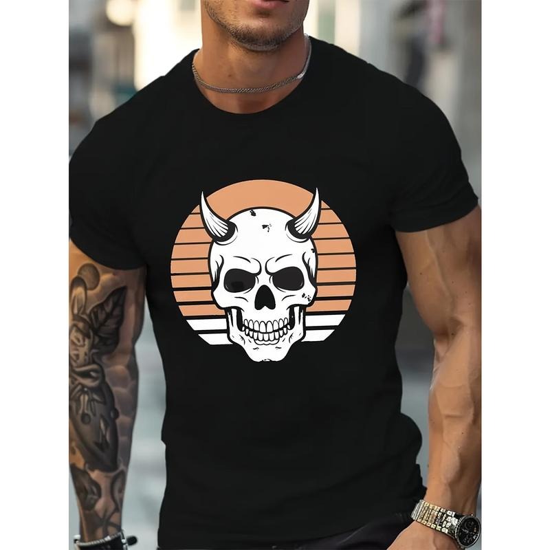 Skull New Casual Crew Neck Men's T-Shirt Made in USA Hoodie, Sweatshirt | RetroVerseTees.com
