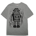 Skull Robot  Woodblock Hand-Printed T-Shirt Cotton Menswear Top Graphics Hoodie, Sweatshirt | RetroVerseTees.com