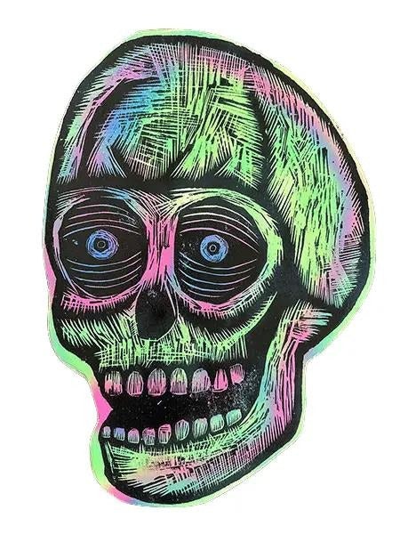 Skull Woodcut Printed on Painted and Shaped Wooden Panels Decor Decoration Wall Art T-Shirts, Hoodie, Sweatshirt