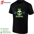Skull no signal radio waves cracked shirt