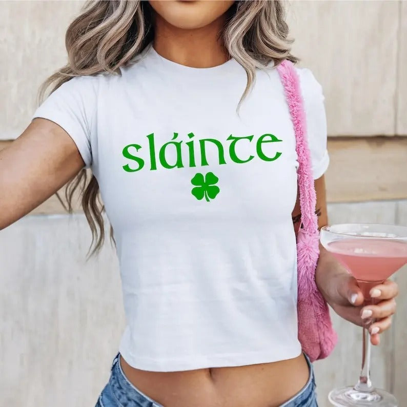 Sláinte Irish Baby Tee - St Patricks Day Shirt - Irish Toast Tee - Funny Gaelic Shirt