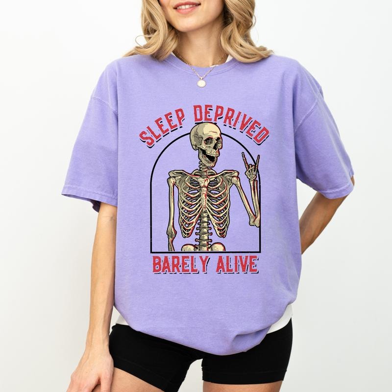 Sleep Deprived Barely Alive Vintage Comfort Color Shirt, Funny T-shirt For Women, Comfy Fabric Graphic Tee, Cotton Fabric...