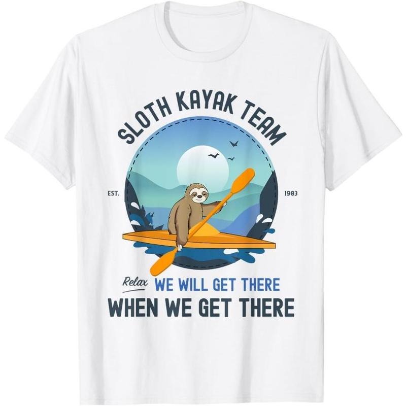 Sloth Kayaking Shirt, Sloth Kayak Team T-Shirt Made in USA Hoodie, Sweatshirt | RetroVerseTees.com