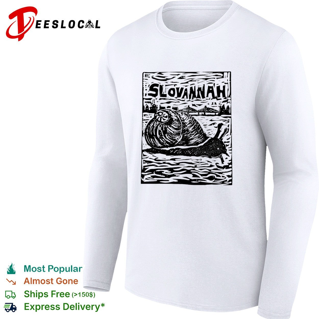 Slovannah Snail Woodcut Linocut Savannah shirt