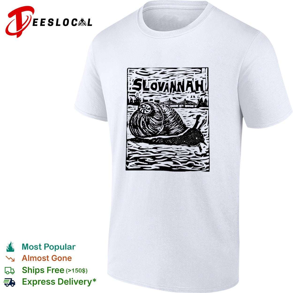 Slovannah Snail Woodcut Linocut Savannah shirt