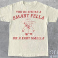 Smart Fella or Fart Smella: Vintage-Style T-Shirt DRG with Retro Cartoon, Quirky Meme, Panda Print