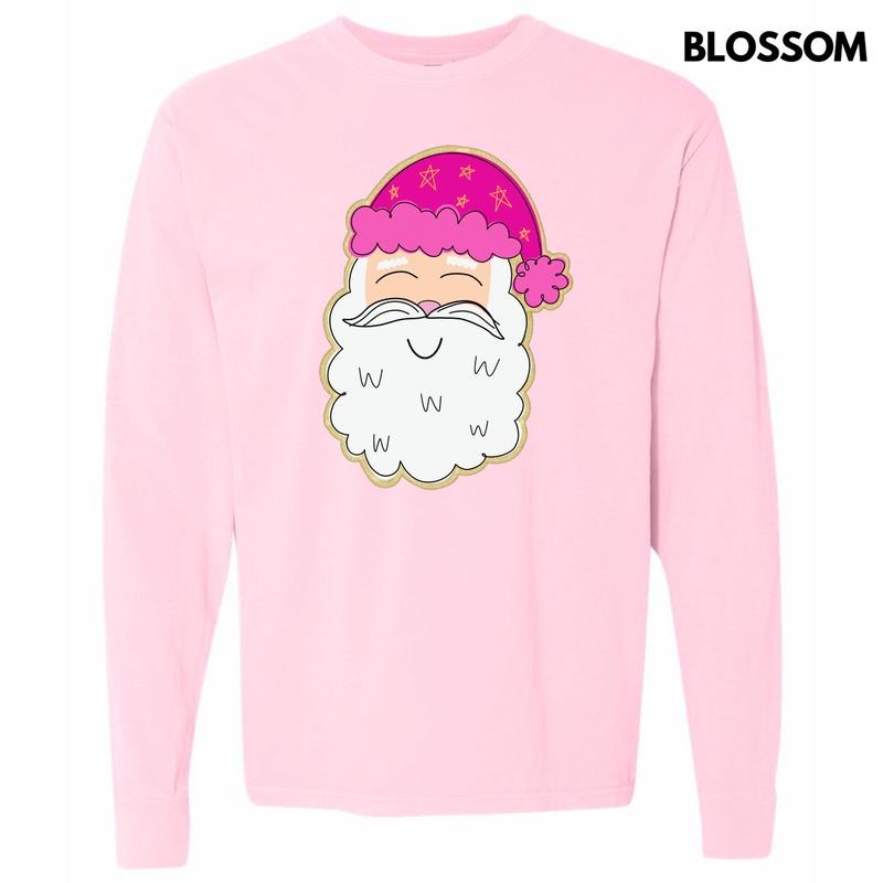 Smiling Cartoon Santa Long Sleeve Comfort Colors T-Shirt 'NLB' Hoodie, Sweatshirt | RetroVerseTees.com