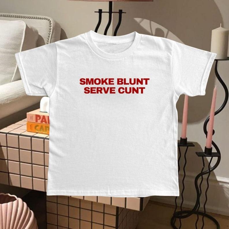 Smoke Blunt Baby Tee Funny Baby Tee 90s Iconic shirt Y2k Demure Clothing Cute Top Coquette Aesthetic Y2k Tops Gift For...