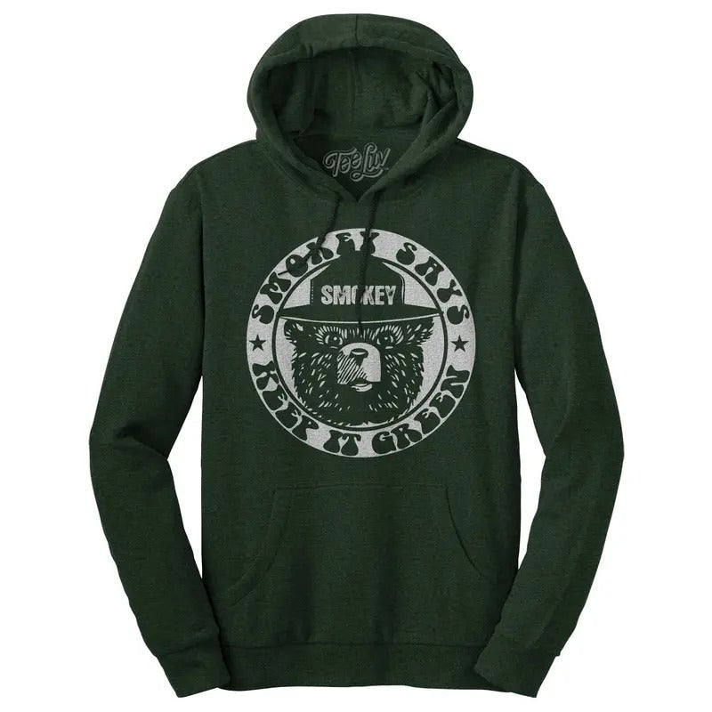 Smokey "Keep it Green" Pullover Hooded Sweatshirt - Green T-Shirts, Hoodie | RetroVerseTees.com