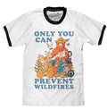 Smokey Bear Only You Can Prevent Wildfires Ringer T-Shirt - White and Black Hoodie, Sweatshirt | RetroVerseTees.com