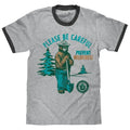 Smokey Bear Please Be Careful Prevent Wildfires Ringer T-Shirt - Gray and Black Hoodie, Sweatshirt | RetroVerseTees.com