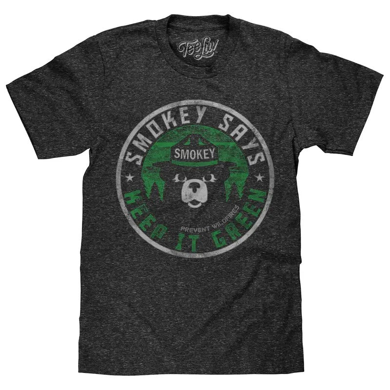 Smokey Says "Keep it Green, Prevent Wildfires" T-Shirt - Gray Hoodie, Sweatshirt | RetroVerseTees.com
