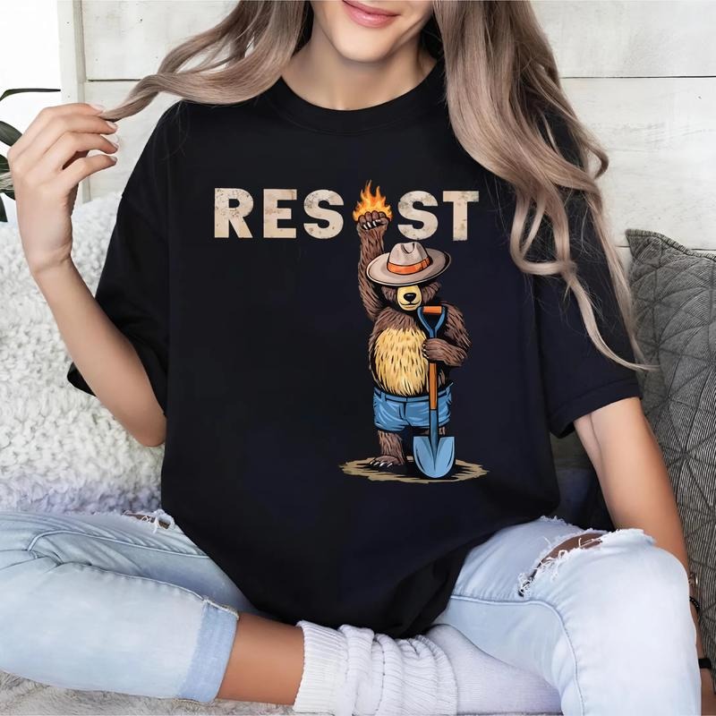 Smokey TNF Resist Bear Women T-Shirt Hoodie, Sweatshirt | RetroVerseTees.com