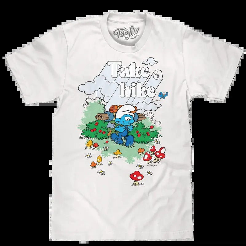 Smurfs Take a Hike T-Shirt - White Hoodie, Sweatshirt | RetroVerseTees.com