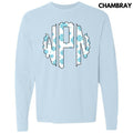 Snowflake Monogram Long Sleeve Comfort Colors T-Shirt 'NLB' Hoodie, Sweatshirt | RetroVerseTees.com