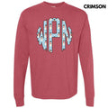 Snowman Monogram Long Sleeve Comfort Colors T-Shirt 'NLB' Hoodie, Sweatshirt | RetroVerseTees.com