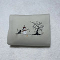 Snowman and a dog embroidered sweatshirt; Cotton Casual dog embroidered crewneck Womenswear Hoodie T-Shirts