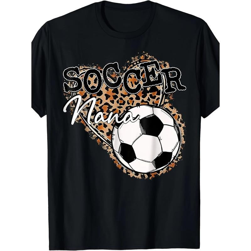 Soccer Nana Leopard Print T-Shirt - Fun and Casual Wear Made in USA Hoodie, Sweatshirt | RetroVerseTees.com