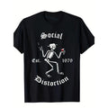 Social Art Distortion Graphic Tee - Soft, Breathable, Comfortable Cotton Top with Unique Band Music Print Design