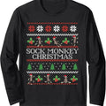 Sock Monkey Christmas Ugly Christmas Sweater Long Sleeve T-Shirt Hoodie, Sweatshirt | RetroVerseTees.com