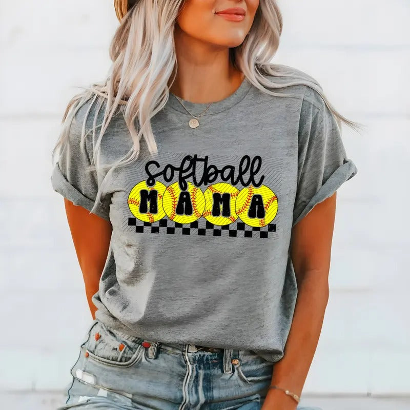 Softball Mama Bella Canvas T-Shirt Hoodie, Sweatshirt | RetroVerseTees.com